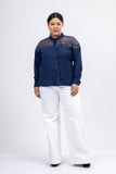 Betwixt Blue Embroidered Bomber Jacket