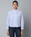 Striped Cotton Shirt- Blue