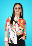 Printed Women's Shirt With Chinese Collar