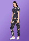 A Boho Style Navy Blue Floral Jumpsuit