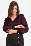 Classic Women's Workwear V neck satin top