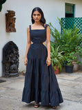 Black Cotton Women's Evening long dress