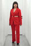 Red Women's Classic Cut out Business Suit