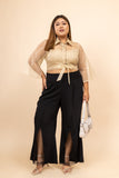 Adaa Black Embroidered Tummy Tuck Pants