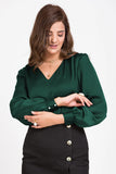 Classic Women's Workwear V neck satin top