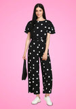 Ladies Classic Printed Black & White Polka Jumpsuit