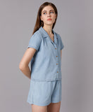 Denim Lapel Collar Shirt