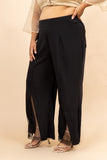 Adaa Black Embroidered Tummy Tuck Pants