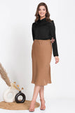 Ladies Work Golden brown Midi satin skirt