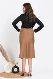 Ladies Work Golden brown Midi satin skirt