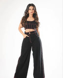 Denim Wide Leg Trousers