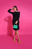 Black Slim Fit Knee Length Party Dress.