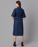 Denim Shirt Dress with Flared Sleeves