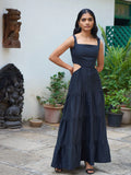 Black Cotton Women's Evening long dress