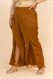 Zora Brown Embroidered High Waist Pants