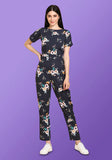 A Boho Style Navy Blue Floral Jumpsuit