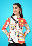 Printed Women's Shirt With Chinese Collar