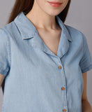 Denim Lapel Collar Shirt