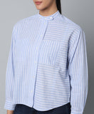 Striped Cotton Shirt- Blue