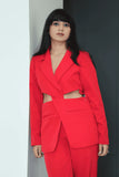 Red Women's Classic Cut out Business Suit