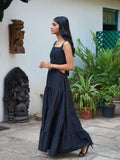 Black Cotton Women's Evening long dress