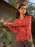 Women's Red printed Office Shirt