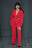 Red Women's Classic Cut out Business Suit