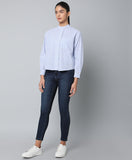 Striped Cotton Shirt- Blue