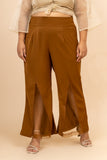 Zora Brown Embroidered High Waist Pants