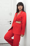 Red Women's Classic Cut out Business Suit