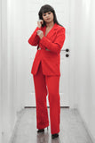 Red Women's Classic Cut out Business Suit