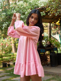 Pink 100% Cotton Full sleeves Dress for Women