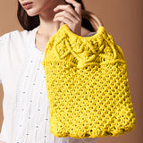 IMARS Macrame Bag Yellow For Women & Girls (Beach Bag) Made With Macrame Yarn