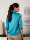 Turquoise Satin Shirt