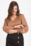 Classic Women's Workwear V neck satin top