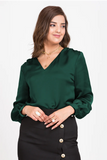 Classic Women's Workwear V neck satin top