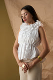 Cotton White Office Party Sleeveless Top