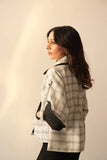 Women's Woolen White Checkered Jacket