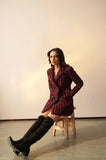 Women's Checkered Office Jacket Dress