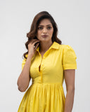 Sunshine Yellow Knee- length 100% cotton dress