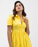 Sunshine Yellow Knee- length 100% cotton dress