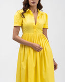 Sunshine Yellow Knee- length 100% cotton dress