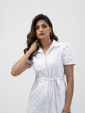 White 100% Cotton Women's Workwear shirt dress