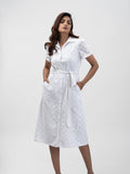 White 100% Cotton Women's Workwear shirt dress