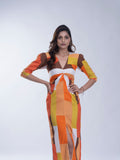 Multicolor Premium Printed satin dress