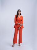 Regular fit Crepe Women's Orange coord set