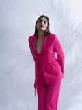 Comfortable Women's Suit with Hot pink blazer and straight pants