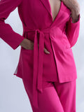Comfortable Women's Suit with Hot pink blazer and straight pants