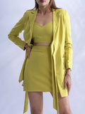 Yellow Regular fit Blazer three piece set