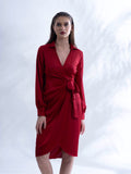 Premium Satin Maroon Regular fit dress